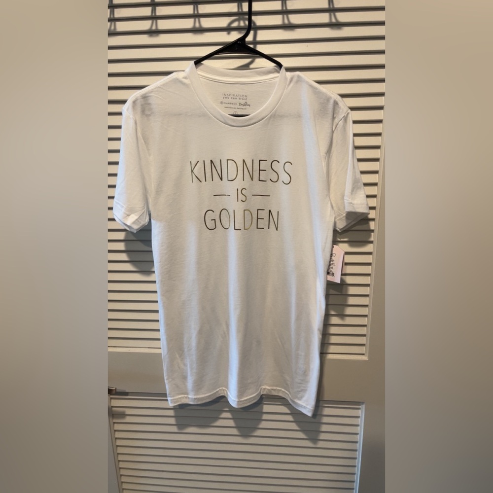 “Kindness Is Golden" White Tee with Gold Lettering